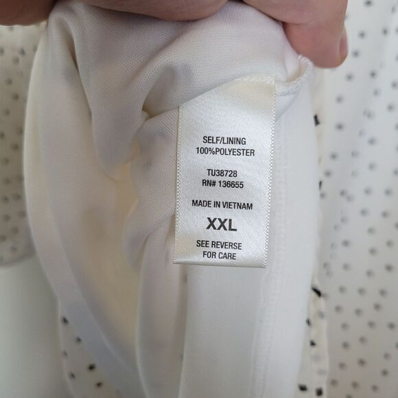 West Kei Plus Size XXL Peasant Blouse White Black Polka Dot Sheer Lightweight - Picture 9 of 9